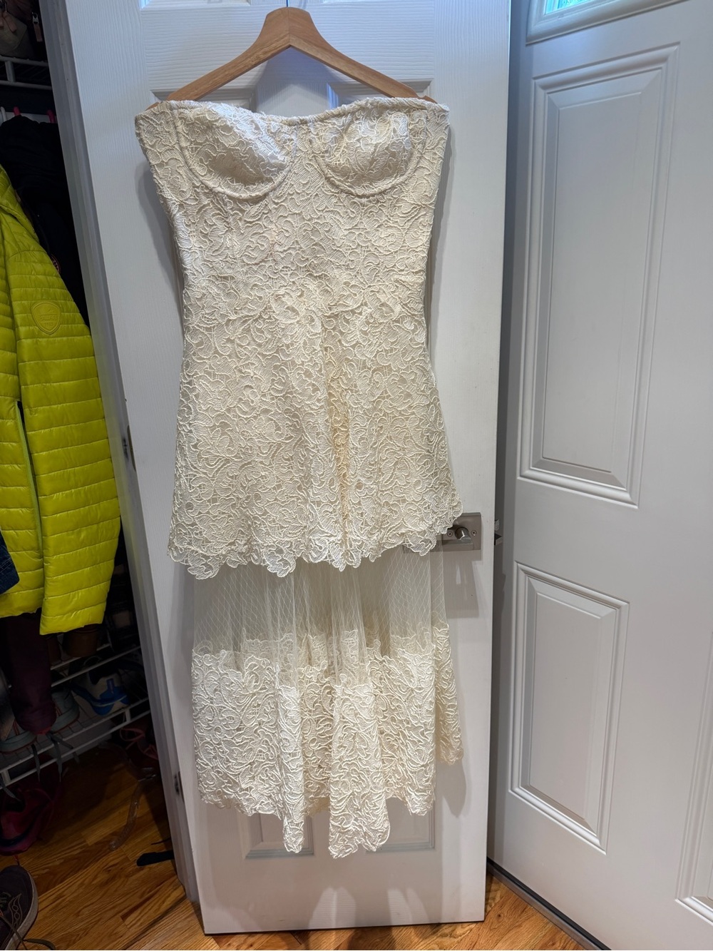 Jonathan Simkhai Strapless Lace Dress in Ivory